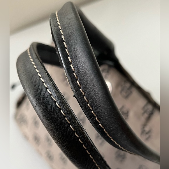 DOONEY & BOURKE Signature Monogram Baguette Small Satchel Gray and Black Canvas - Picture 10 of 15